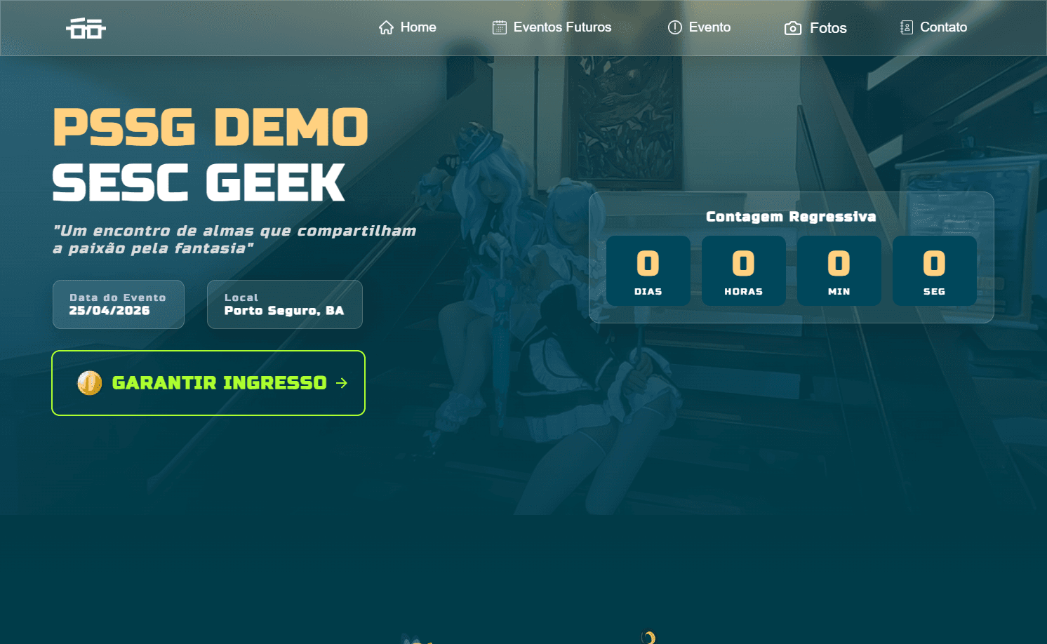 Tela do site institucional PSSG